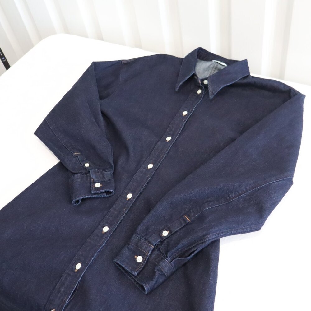 Uniqlo Navy Blue Maxi Shirt Dress - Picture 6 of 9